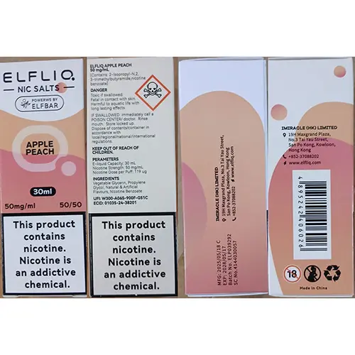 Photo de l’avis officiel: ELFLIQ NIC SALTS POWERWS BY ELFBAR Cartouche de cigarette électronique — risque: Risque chimique