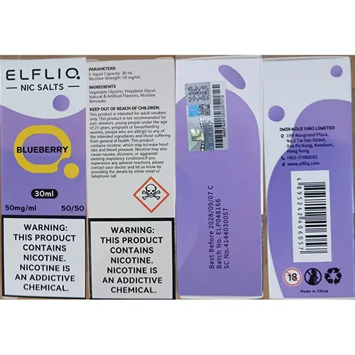 Photo de l’avis officiel: ELFLIQ NIC SALTS Cartouche de cigarette électronique — risque: Risque chimique (SR/02173/26)
