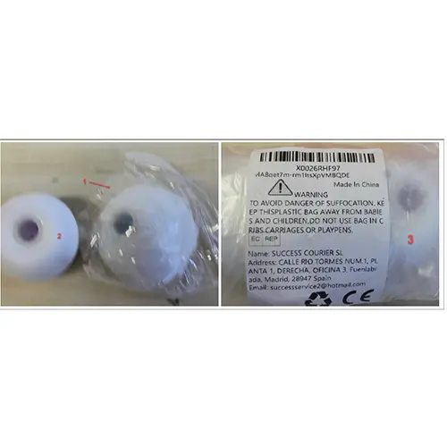 Photo de l’avis officiel: CPRNQY 2‑piece stress ball set Squeeze jouet — risque: Risque chimique & Environnement