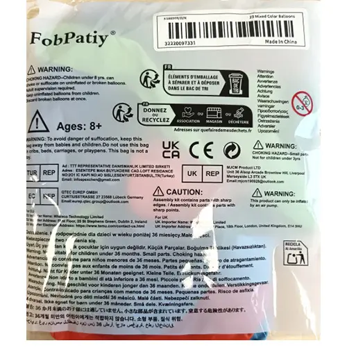 Photo de l’avis officiel: FobPatiy Ballons — risque: Risque chimique
