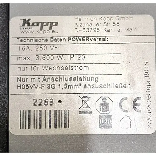 Foto do aviso oficial: KOPP POWERversal Chumbo da extensão — risco: Choque elétrico (SR/02163/26)