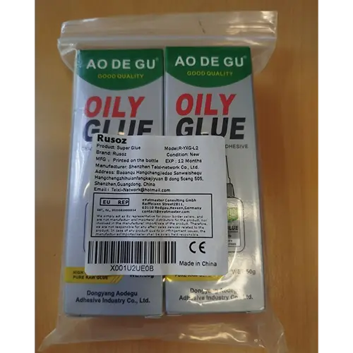 Photo de l’avis officiel: AO DE GU OILY GLUE - Cyanoacrylate Adhesive Colle — risque: Risque chimique