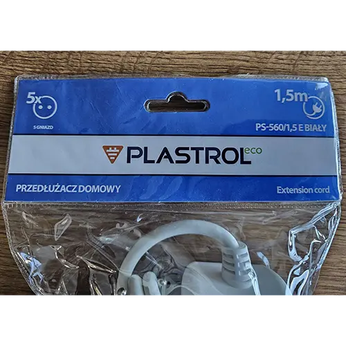 Foto dell’avviso ufficiale: PLASTROL Extension cord PLASTROL Cavo di estensione — rischio: Scossa elettrica (SR/02258/26)
