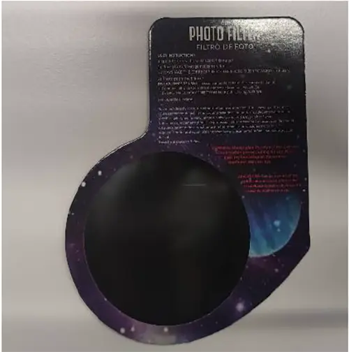 Photo from the official notice: HOMANAGE Paper solar eclipse glasses — damage to sight risk