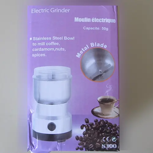 Photo from the official notice: Yearninglife Elektrische Gewürz- und Kaffeemühle, Electric Grinder — cuts & electric shock risk