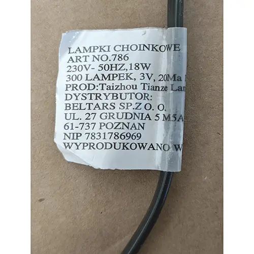 Photo de l’avis officiel: Chaîne d'éclairage — risque: Choc électrique (SR/02208/26)