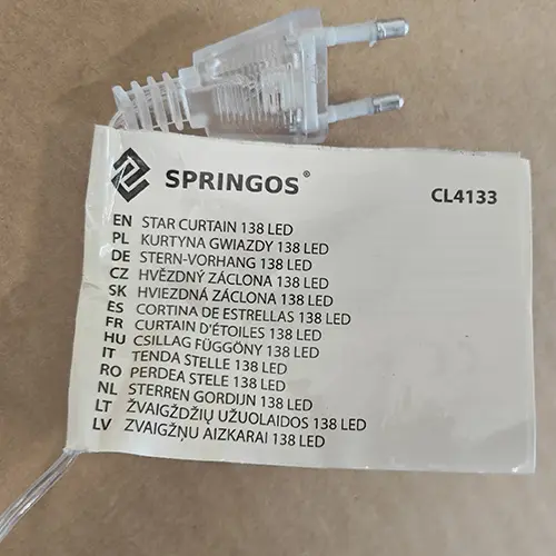 Photo de l’avis officiel: SPRINGOS® Chaîne d'éclairage — risque: Choc électrique (SR/02203/26)
