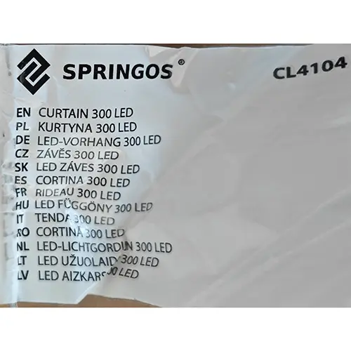 Photo de l’avis officiel: SPRINGOS® Chaîne d'éclairage — risque: Choc électrique (SR/02242/26)