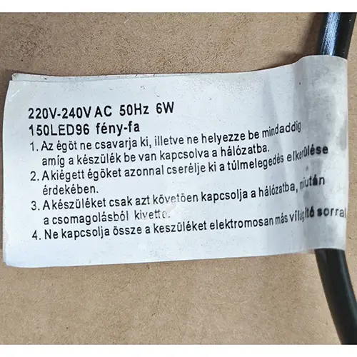 Photo de l’avis officiel: Chaîne d'éclairage — risque: Choc électrique (SR/02241/26)