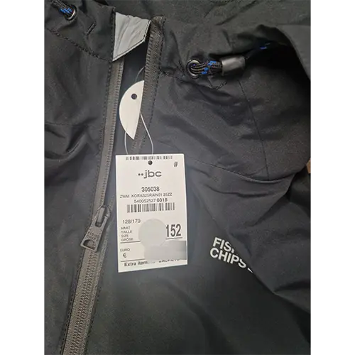 Photo from the official notice: Fish&amp;Chips, JBC children's rain jacket — environment risk