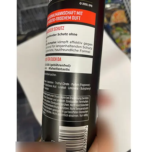 Photo de l’avis officiel: FA men Déodorant — risque: Risque chimique