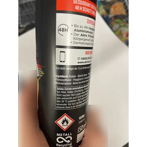 Photo de l’avis officiel: FA men Déodorant — risque: Risque chimique