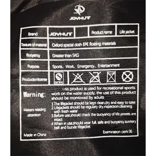 Photo from the official notice: JOYHUT Life Jacket lifejacket — drowning risk