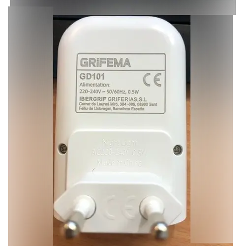 Photo from the official notice: Grifema night light — electric shock risk