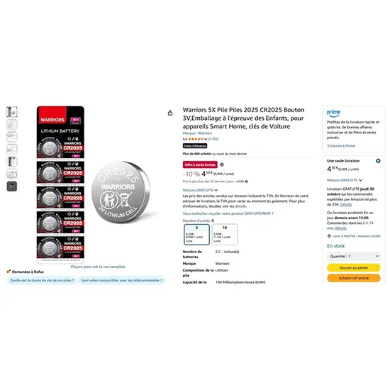 Photo de l’avis officiel: WARRIORS Lithium Battery Piles à boutons — risque: Risque chimique & Étouffement