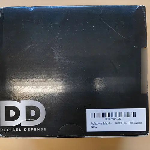 Photo from the official notice: Decibel Defense’. Decibel Defense Professional Safety Ear Muffs protective earmuffs — damage to hearing risk