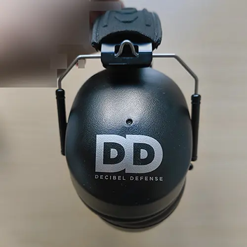 Photo from the official notice: Decibel Defense’. Decibel Defense Professional Safety Ear Muffs protective earmuffs — damage to hearing risk