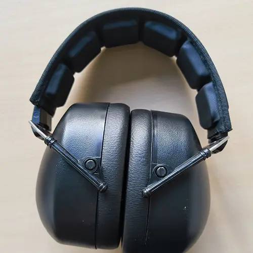 Photo from the official notice: Decibel Defense’. Decibel Defense Professional Safety Ear Muffs protective earmuffs — damage to hearing risk
