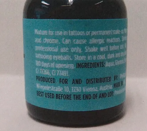 Photo from the official notice: PhiAcademy AQUA COLLECTION AQUA COLLECTION BLACK SEA 0.34 fl.oz (10 mL) tattooing product — chemical risk