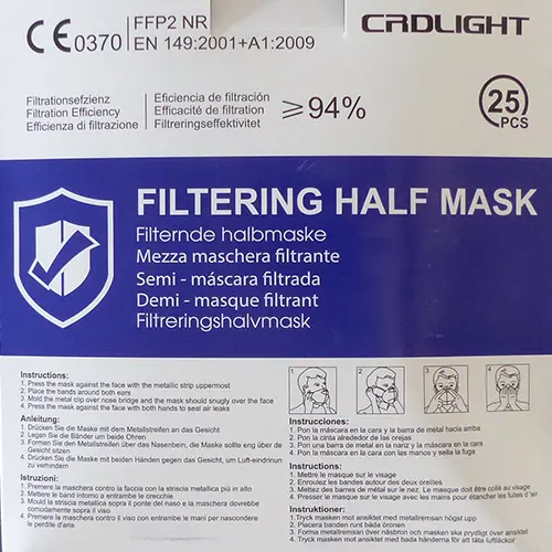 Photo from the official notice: CRD Light Filtering Half Mask particle filter mask — health risk