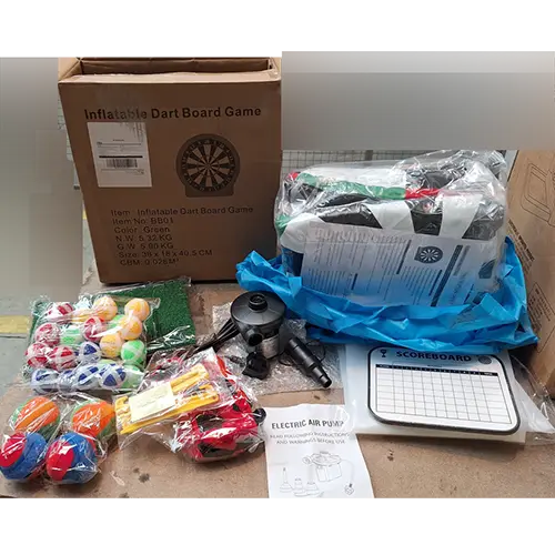 Photo from the official notice: SportBob Inflatable Dart Board Game — fire risk