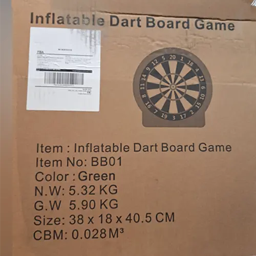 Photo from the official notice: SportBob Inflatable Dart Board Game — fire risk