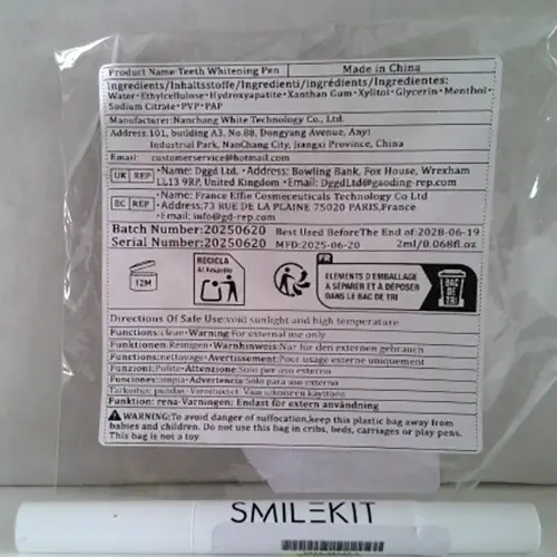 Photo de l’avis officiel: Smilekit Teeth Whitening pen Stylo de blanchiment des dents — risque: Risque chimique