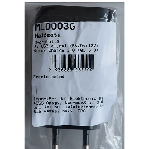 Photo de l’avis officiel: Hálózati Gyorstöltő Chargeur USB — risque: Choc électrique