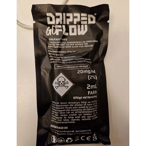 Photo de l’avis officiel: Dripped Go Flow Double Bubblegum Cigarette électronique jetable — risque: Risque chimique