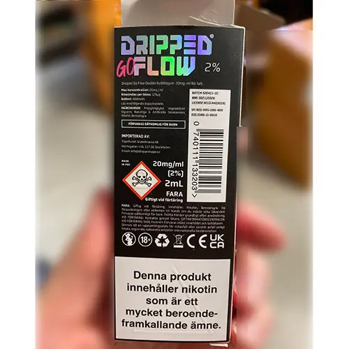Photo de l’avis officiel: Dripped Go Flow Double Bubblegum Cigarette électronique jetable — risque: Risque chimique