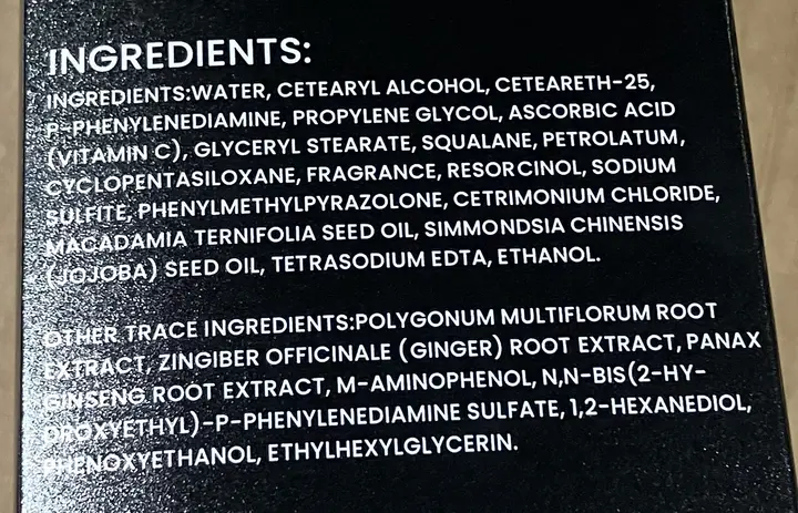 Photo from the official notice: Hairfiller Instant Dye Shampoo Dark Brown — chemical risk