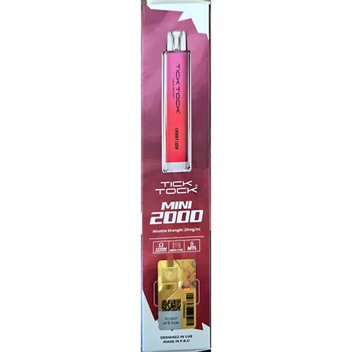 Photo de l’avis officiel: Tick Tock Mini 2000 Cigarette électronique jetable — risque: Risque chimique