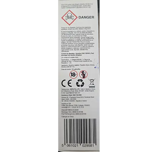 Photo from the official notice: O Pro by Insta Insta O Pro Lemon Lime 20mg/ml disposable electronic cigarette — chemical risk