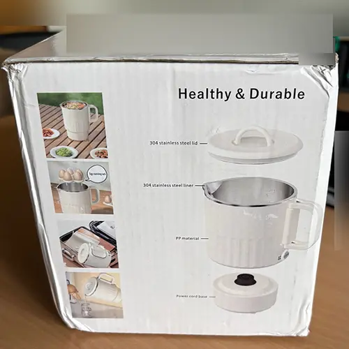 Foto dell’avviso ufficiale: Stainless Steel Travel Electric Kettle Bollitore elettrico — rischio: Ustioni & Scossa elettrica