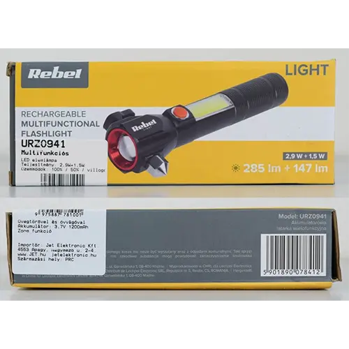 Foto do aviso oficial: Rebel LIGHT RECHARGEABLE MULTIFUNCTIONAL FLASHLIGHT Lanterna — risco: Queimaduras