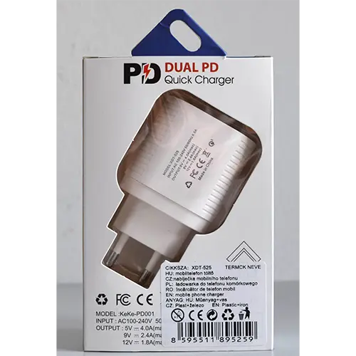Photo de l’avis officiel: DUAL PD 40W Quick Charger Chargeur USB — risque: Choc électrique