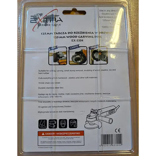 Photo from the official notice: Extra circular saw blade for angle grinder — cuts & injuries risk