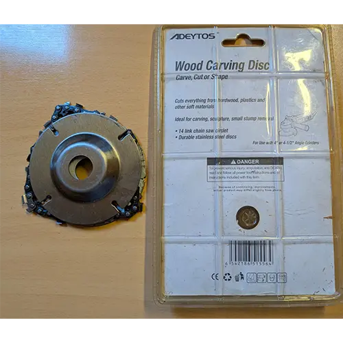 Photo from the official notice: Adeytos Wood Carving Disc circular saw blade for angle grinder — cuts & injuries risk