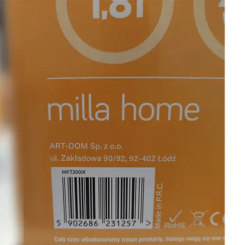 Photo de l’avis officiel: Milla Home Bouilloire électrique — risque: Choc électrique
