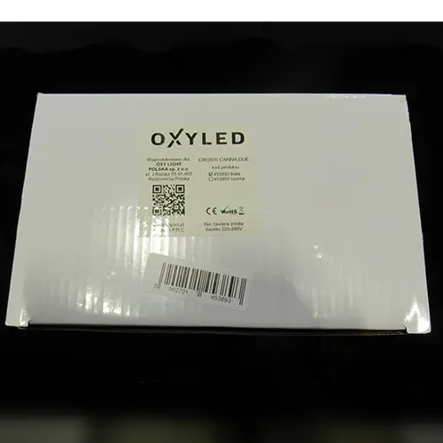 Foto do aviso oficial: Oxyled Luminária — risco: Choque elétrico