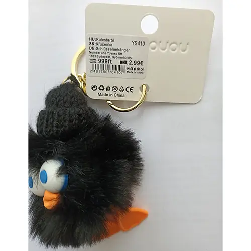 Photo from the official notice: UOUOROSE key ring with soft toy — choking risk
