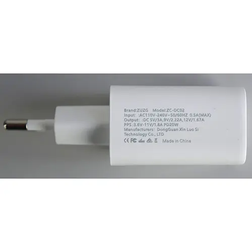 Foto do aviso oficial: ZUZG Fast Charger Carregador USB — risco: Choque elétrico