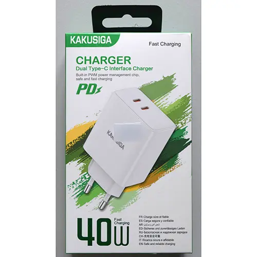 Photo de l’avis officiel: KAKUSIGA Dual Type-C Interface Charger Chargeur USB — risque: Choc électrique