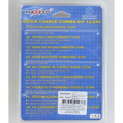 Foto aus der offiziellen Meldung: MAXEED QUICK CHARGE COMBO KIT 12/24V USB-Ladegerät — Risiko: Elektrischer Schlag