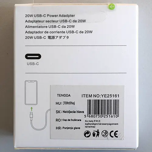 Photo de l’avis officiel: 20W USB-C Power Adapter Chargeur USB — risque: Choc électrique