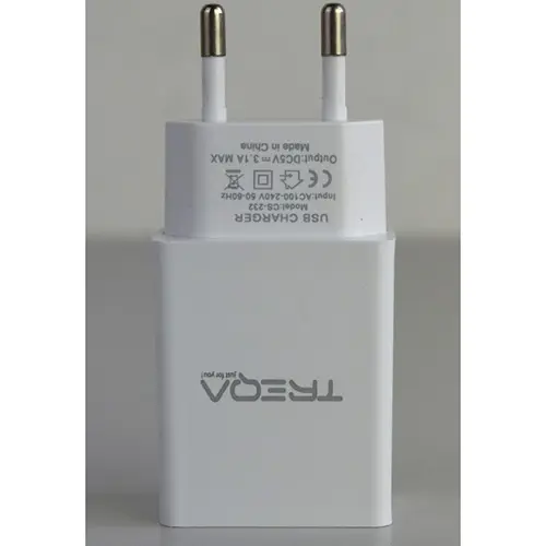 Photo de l’avis officiel: TREQA TRAVEL CHARGER Chargeur USB — risque: Choc électrique