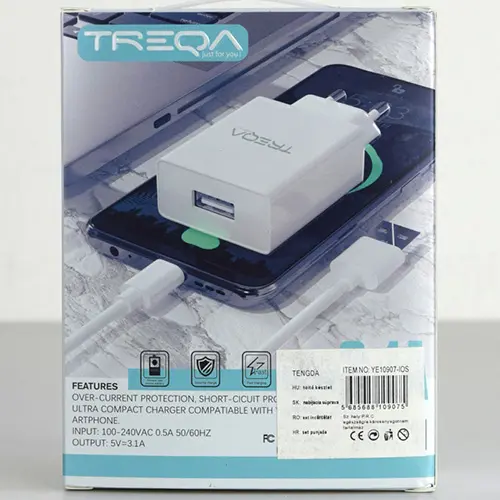 Photo de l’avis officiel: TREQA TRAVEL CHARGER Chargeur USB — risque: Choc électrique