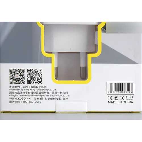 Foto do aviso oficial: HHDEPO, KLGO CHARGER Carregador USB — risco: Choque elétrico