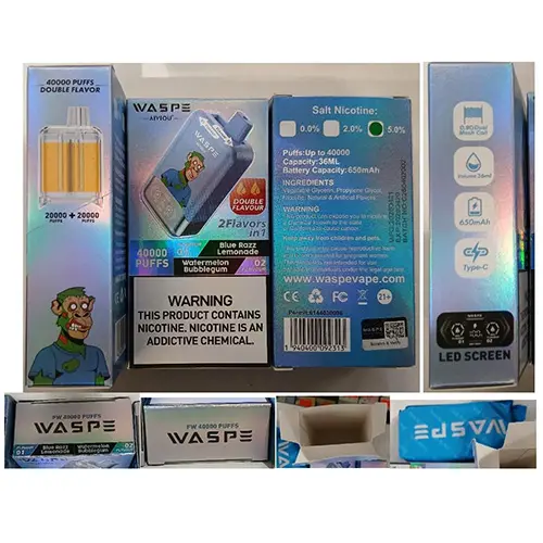 Foto aus der offiziellen Meldung: WASPE AIVIOU 40000 PUFFS DOUBLE FLAVOR SALT NICOTINE 5,0% 36ML Elektronische Einwegzigarette — Risiko: Chemikalie
