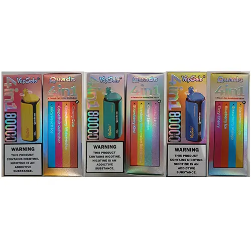 Foto del aviso oficial: VapSolo ® 4in1 80000 PUFFS 5% NICOTINE Cigarrillo electrónico desechable — riesgo: Riesgos químicos